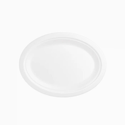 Maxi Products | S/25 Plato llano ovalado caña de azúcar blanco 26 x 19 CM