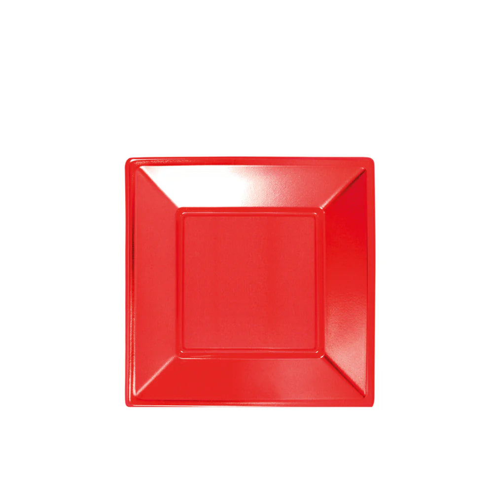 Maxi Products | S/4 Plato llano cuadrado postre rojo 17 x 17 CM