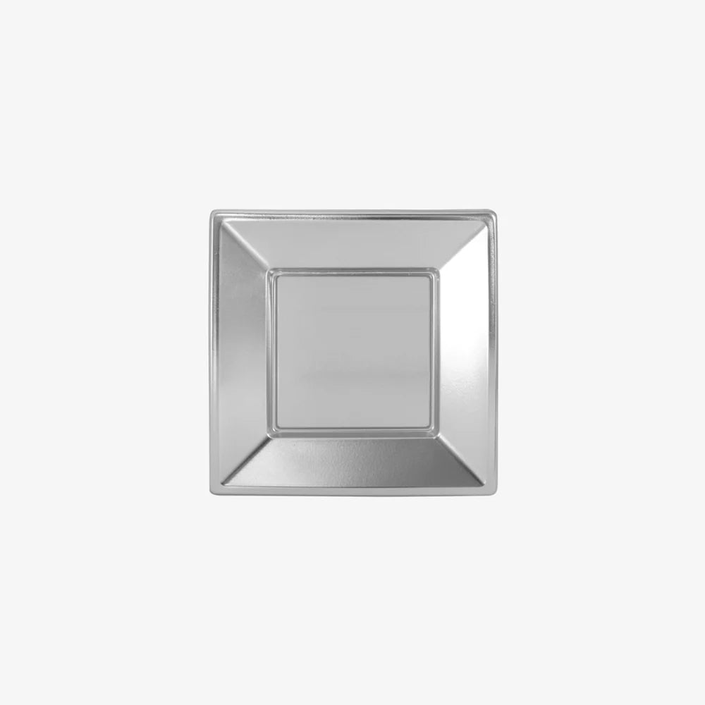 Maxi Products | S/4 Plato llano cuadrado postre plata 17 x 17 CM