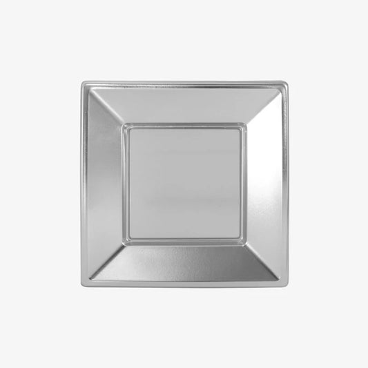Maxi Products | S/4 Plato llano cuadrado plata 23 x 23 CM