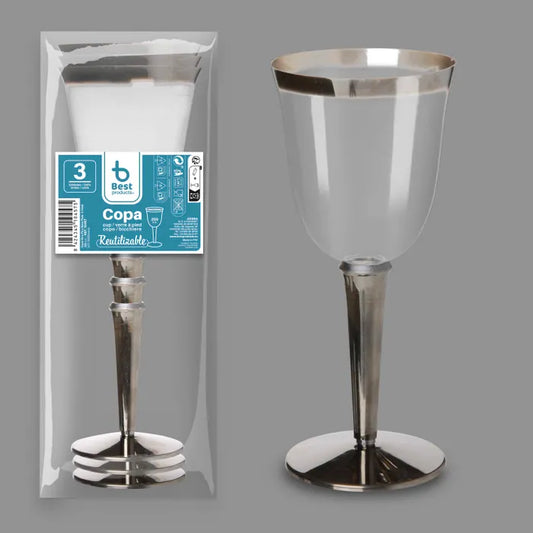 Best Products | S/3 Copa reutilizable vino p/boca plata 250 CC