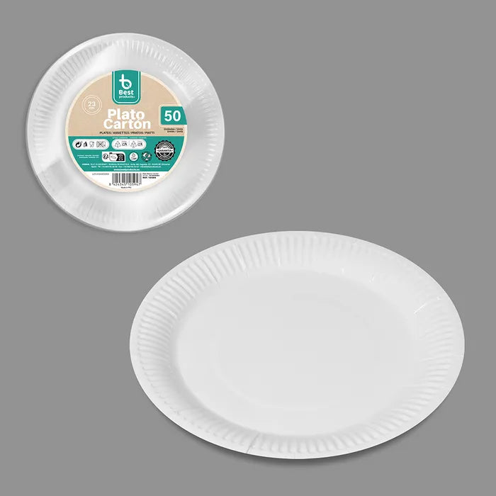 Best Products | S/50 Plato cartón blanco 23 CM