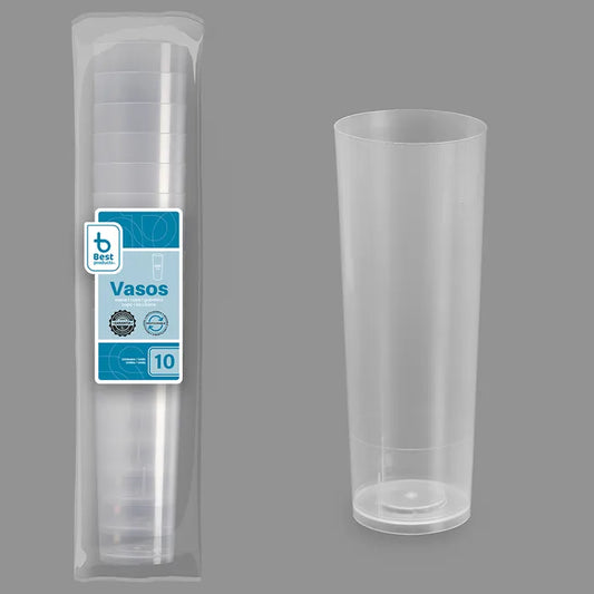 Best Products | S/10 Vaso reutilizable tubo transparente 300 CC PP