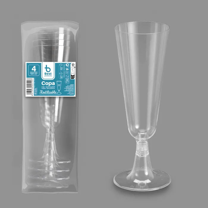 Best Products | S/4 Copa reutilizable cava pie transparente 150 CC