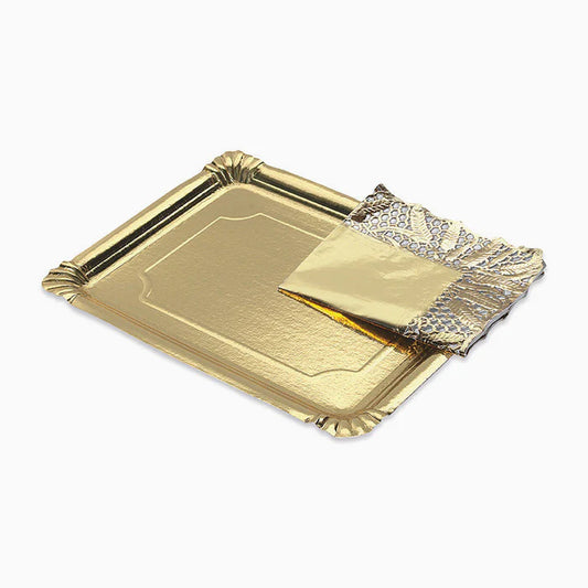 Maxi Products | S/1 Bandeja rectangular cartón con blonda oro 31 x 38 CM